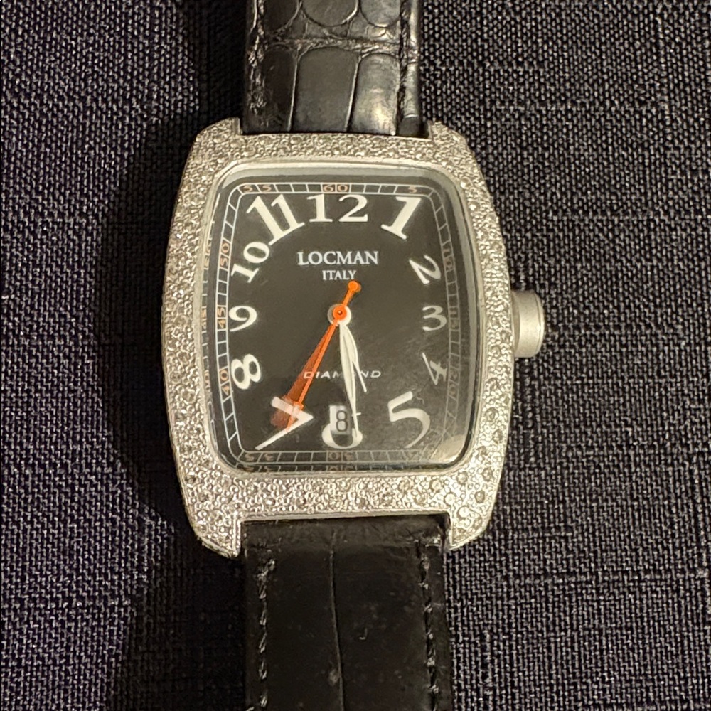 LOCMAN Ref. 488 Diamond Accented Alligator Leather Strap Quartz Ladies Watch